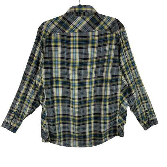 Timberland Multicolor Plaid Long Roll Tab Sleeve Collared Wool Blend Button Up M - Picture 2 of 8
